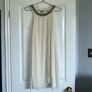 Elegant White Dress with Beaded Neckline